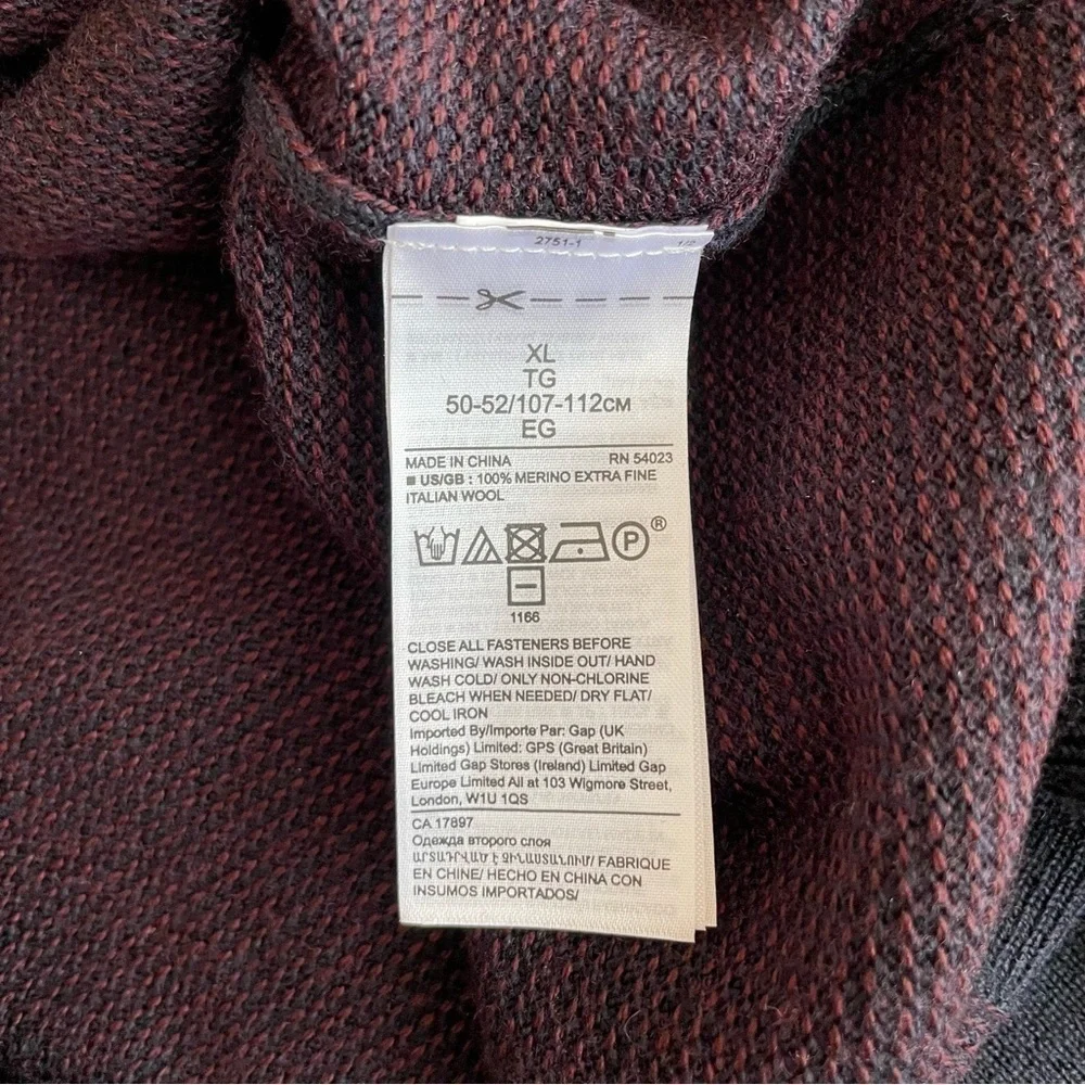 Banana Republic Merino Wool Quarter Zip Navy Red Blue Sweater Size XL